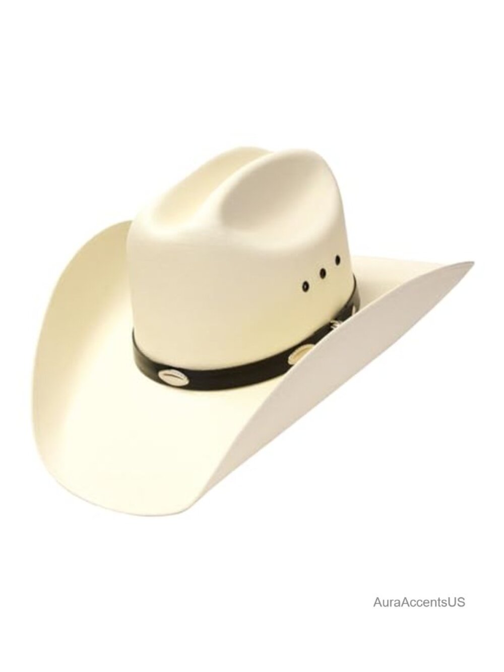 Straw Cowboy Hat Black Hatband Silver Conchos Adult Elastic Fit